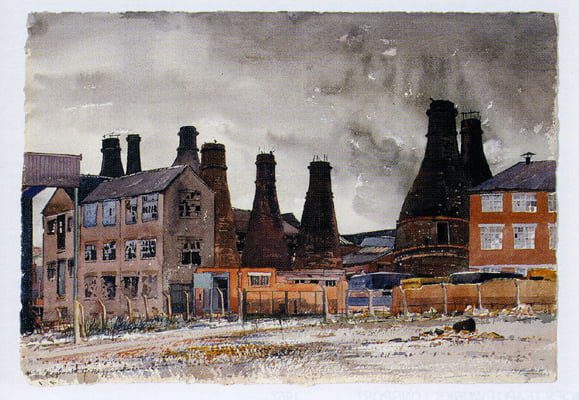 The Gordon Pottery, Tunstall - a watercolour by Reginald Haggar, the first NCS President